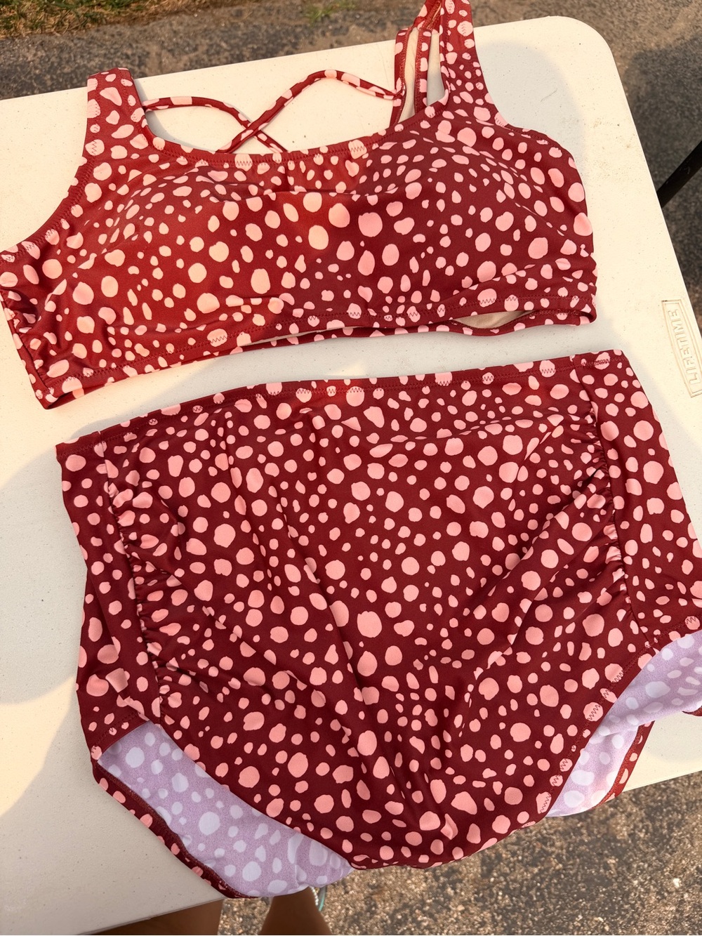 Maternity High-Waist Women's Bikini Set in Rose Dot - XL